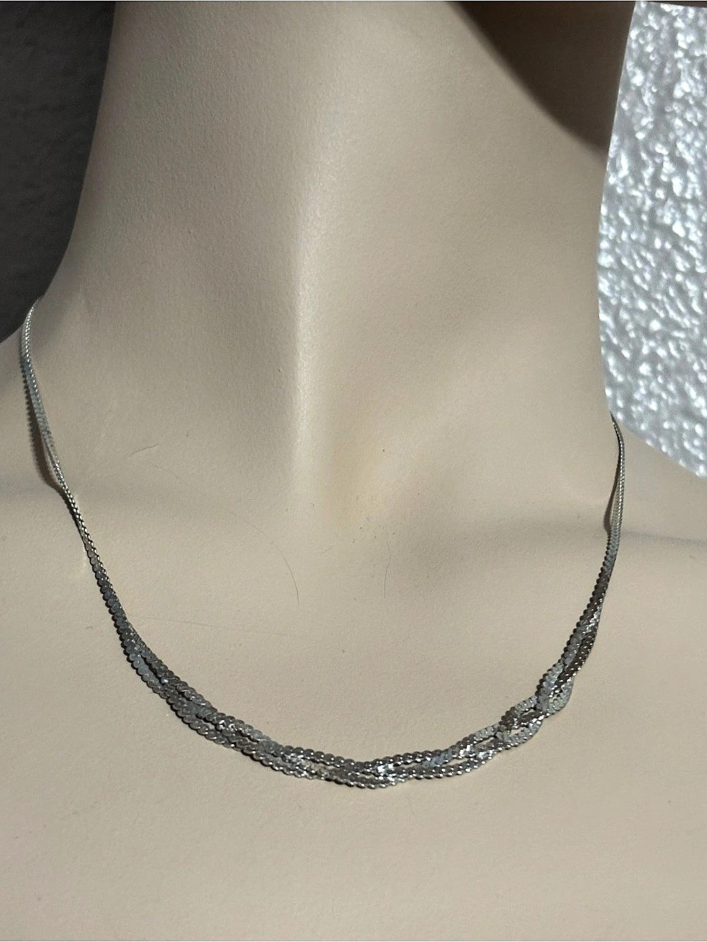 Vintage 925 Sterling Silver Braided Serpentine Chain Necklace 17.5" 6.16g
